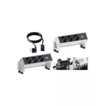 Bachmann DESK 2 pagarinātājs 0.2m 3× kontaktligzda melns balts