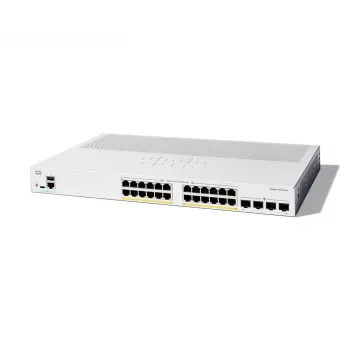 Cisco Catalyst 1300-24P-4G pārvaldāms slēdzis, 24 porti GE, PoE, 4x1GE SFP, ierobežota mūža aizsardzība (C1300-24P-4G)