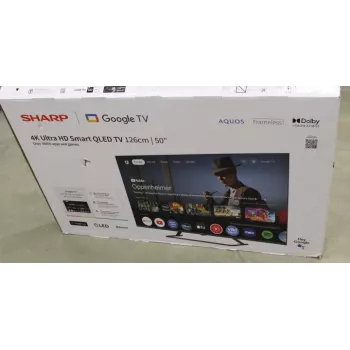 Sharp 50HP6265E 50 collu (126 cm) QLED 4K Ultra HD Google TV ar Dolby Vision, Dolby Atmos, centrālo statīvu — bojāts iepakojums