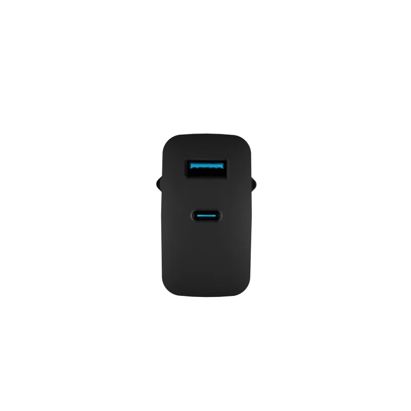 Vadu mobilās ierīces lādētājs NATEC NUC-2145, 65W, USB-C PD 3.0 + QC 3.0, 1x USB-C, 1x USB-A, 110–240V, Melns
