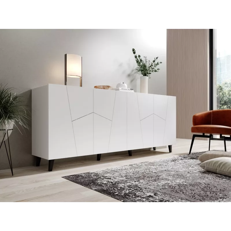 Kumode Cama Meble ETNA 200x42x82 cm, balts matēts, skaidu plātne, 16 mm rāmis