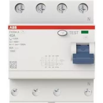 ABB noplūdes strāvas aizsardzības slēdzis FX204A-40/0.03 4P A tips 40A 30mA (2CSF204165R1400)