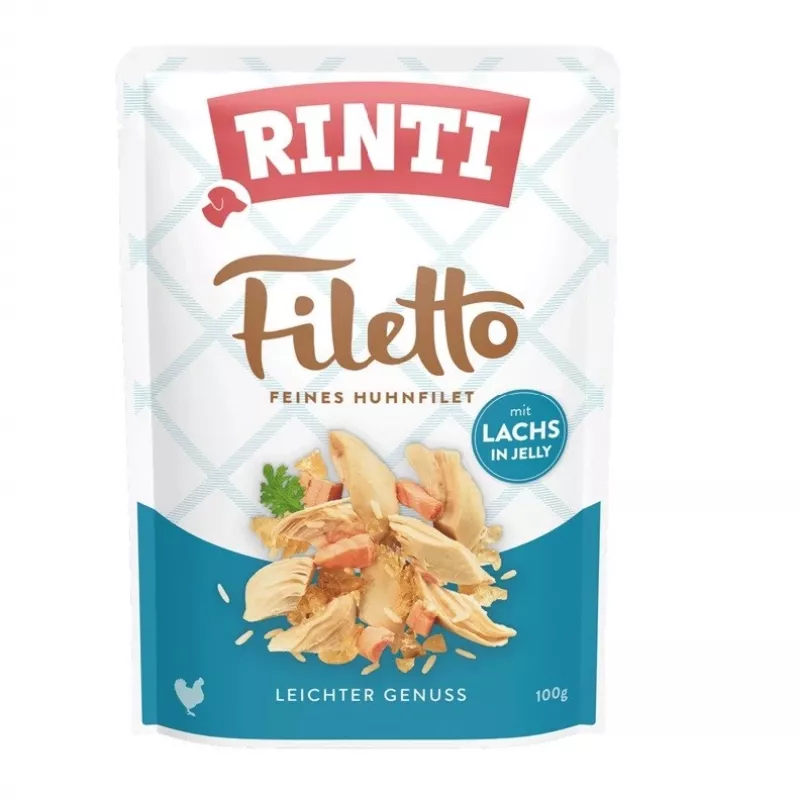 RINTI Filetto vistas fileja ar lasi 100 g maisiņš, pilnvērtīga barība pieaugušiem suņiem