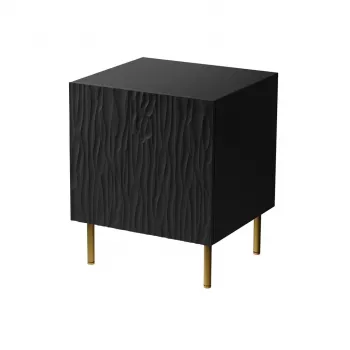 Naktsgaldiņu komplekts 2 gab. cama meble JUNGLE — 53,5×40,5×44 cm, matēts melns MDF/skaidu plātne, zelta kājas