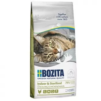 Sausā kaķu barība BOZITA Indoor & Sterilised Chicken 10 kg — pieaugušiem iekštelpu un sterilizētiem kaķiem, 32% olbaltumvielas, 14% tauki