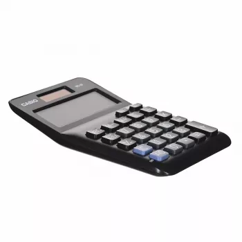 Galda kalkulators CASIO MS-8F – 8 cipari, saules/baterija, 26 taustiņi, valūtas un nodokļu funkcijas, peļņas aprēķins, melns