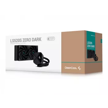 Šķidruma dzesēšanas sistēma DeepCool LS520S — 120 mm ventilatori, 500–2250 RPM, melna, atbalsta LGA1700/AM5/TR4