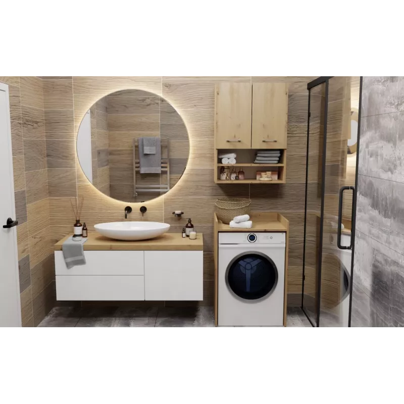 Pola vannas istabas skapis veļas mašīnai - Artisan Oak