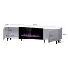 TV skapis Cama Meble PAFOS EF ar elektrisko kamīnu 180x42x49 cm, melns matēts, 2 durvis, 1400–1600 W
