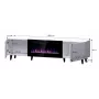 TV skapis Cama Meble PAFOS EF ar elektrisko kamīnu 180x42x49 cm, melns matēts, 2 durvis, 1400–1600 W