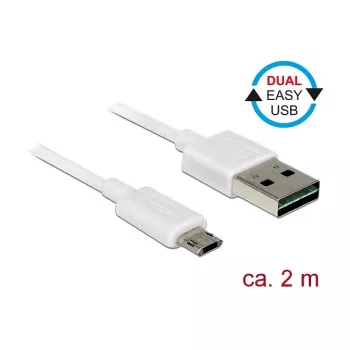 USB kabelis DeLOCK 84808 USB 2.0 2 m balts USB A — Micro-USB B