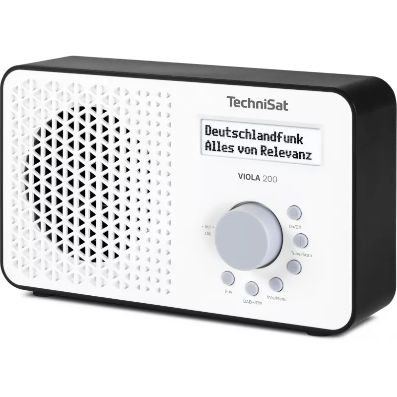 TechniSat VIOLA 200 DAB+ digitālais radio ar modinātāju, baltā un melnā krāsā