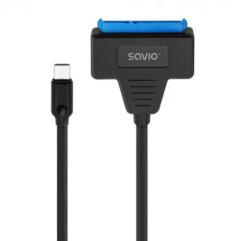 SAVIO SATA–USB-C interfeisa kabelis AK-69, SATA ligzda–USB-C spraudnis, USB 3.2 Gen 1 (5 Gbit/s), 0,25 m, melns