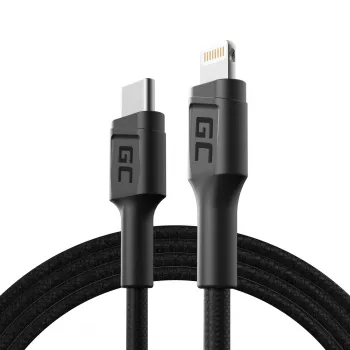 Lightning uz USB‑C kabelis Green Cell KABGC07, 1 m, melns