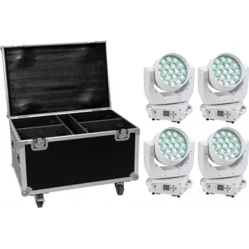LED gaismekļu komplekts EUROLITE TMH-X4 White – 4 gaismekļi ar transporta koferi un riteņiem