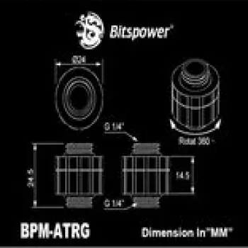 Rotācijas pagarinātājs BitsPower Artemis matti melns — BPM-ATRG-MB