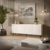 Kumode Cama LUCCA 4D, 200x40x80 cm, balta, skaidu plātne, 16 mm rāmis