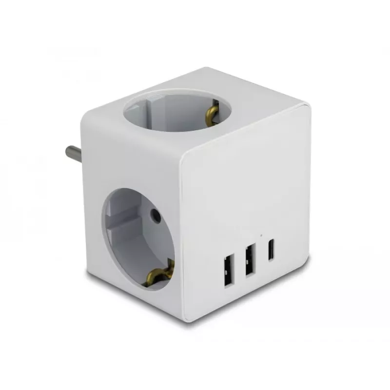 DeLOCK 11496 Strāvas adapteris ar 2 USB portiem, 5V 2.4A 3A, F tipa kontaktdakša