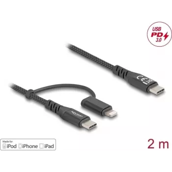 USB kabelis DeLOCK 81171 2m USB-C USB-C/Lightning melns