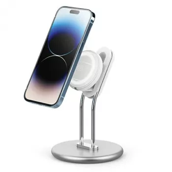 Telefona statīvs SODI SIM-300 sudrabs MagSafe — galda turētājs MagSafe saderīgiem iPhone