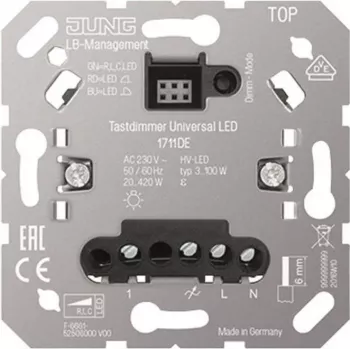 Dimērijas slēdzis Jung 1711DE Universal LED, rotācijas/spiedpogas vadība, LED lampām