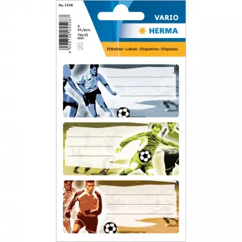 HERMA Football pašlīmējošas etiķetes, taisnstūra, pastāvīga līme, daudzkrāsainas, 9 gab.