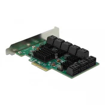 DeLOCK 16 portu SATA PCI Express x4 karte 6 Gbit/s zaļi pelēka