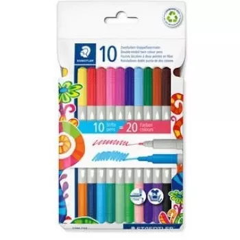 Staedtler marķieru komplekts 10 gab., divkrāsu, ar diviem galiem, modelis 200-14627