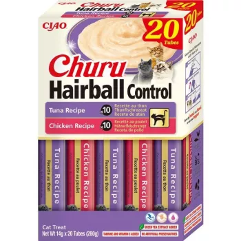 INABA Churu Hairball control Tuna and chicken recipe - kaķu gardumi - 20x14g