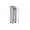 19 collu 42U LANBERG stāvošais skapis 600×600 mm Pelēks ar stikla durvīm un LCD (Flat Pack)