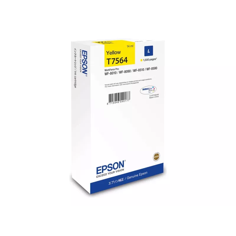 Epson C13T75644N oriģinālā tintes kasetne 1 gab. Augstas ražības dzeltena