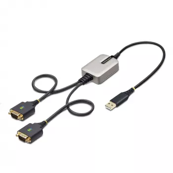 StarTech.com 2ft (60cm) 2-Portu USB uz Serialo Adaptera Kabelis, Interchangeable DB9 Skrūves/Uzgriežņi, COM Saglabāšana, USB-A uz DB9 RS232, FTDI, 4. līmeņa ESD Aizsardzība, Windows/macOS/ChromeOS/Linux - Izturīga TPE Konstrukcija