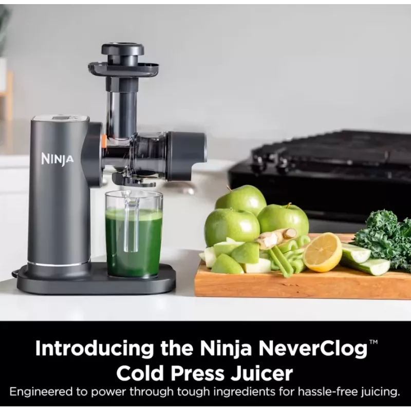 NINJA Cold Press sulu spiede | Neverclog JC151EU | Aukstās preses tips | Pelēka | 150 W | 1 ātrums