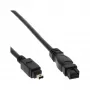 InLine FireWire 400 uz 800 kabelis 1m vīriešu/vīriešu melns