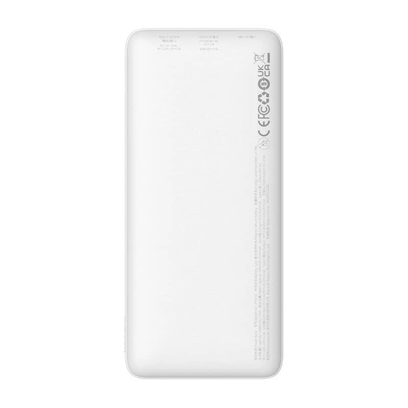 Baseus Airpow Litija polimēra power bank 10000 mAh 20 W Balts