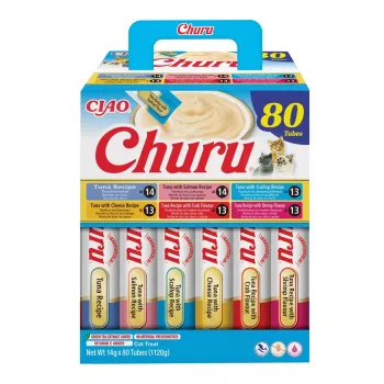 Slapjā kaķu barība INABA Churu 80P Tunas recepte — 80 tūbiņas x 14 g
