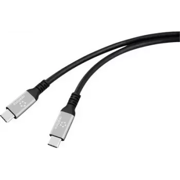Renkforce USB-C kabelis USB4 40Gbps 100W Alumīnija spraudnis Melns Silikons (RF-6820206)