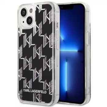 Karl Lagerfeld KLHCP14MLMNMK cietais maciņš iPhone 14 Plus 6.7 melns/melns Liquid Glitter Monogram