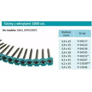 Makita F-30913 Skrūvju lente smalkā vītne 3,9x25mm
