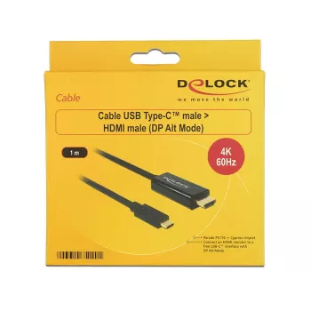 Video kabelis adapteris DeLOCK 85290 USB Type-C uz HDMI 1m Melns