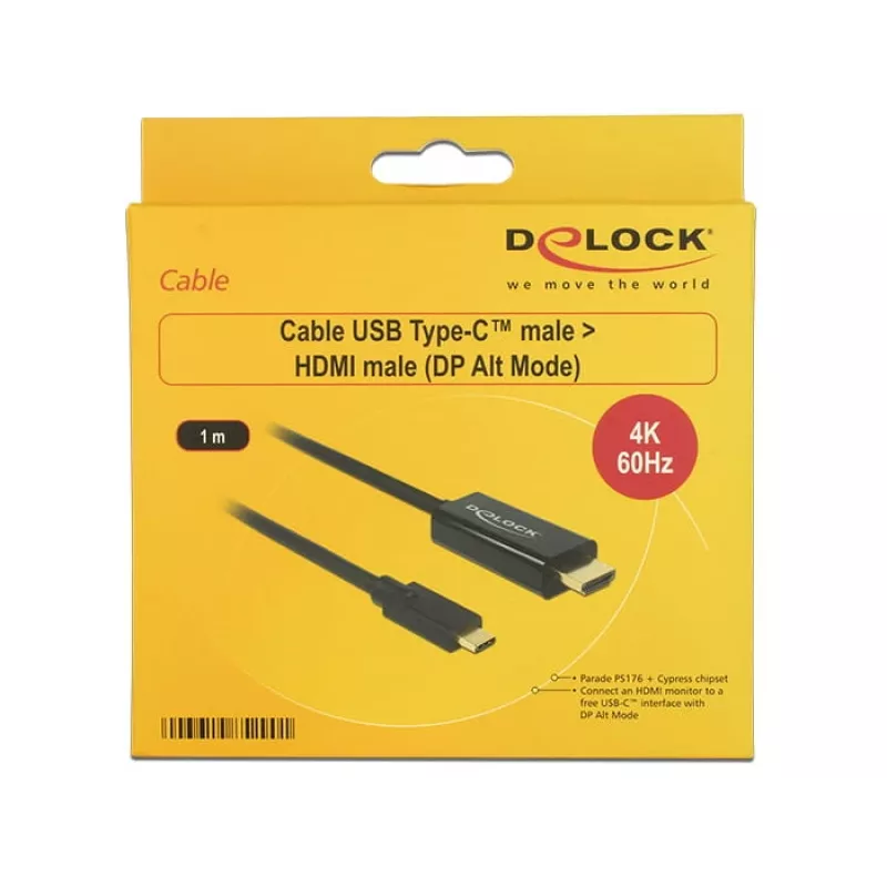 Video kabelis adapteris DeLOCK 85290 USB Type-C uz HDMI 1m Melns