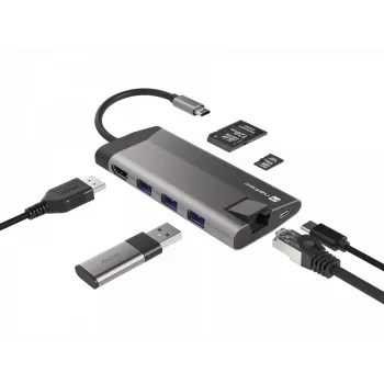 NATEC Fowler Plus USB Type-C Melns Pelēks MicroSD SD Hub