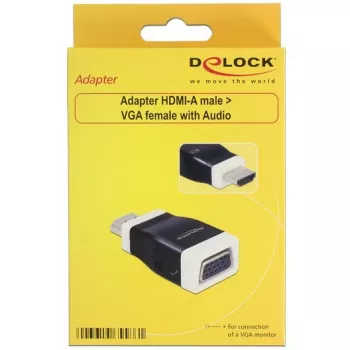 Pārveidotājs DeLOCK 65586 HDMI-A uz VGA, melns/balts