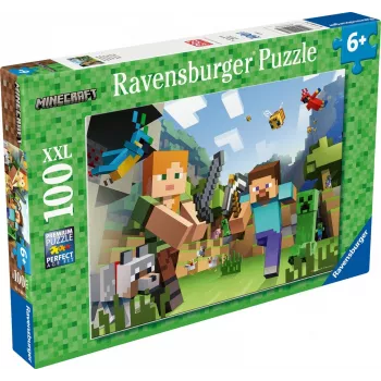 Puzle Ravensburger Puzzle XXL 100 gabali Minecraft – lielizmēra gabali bērniem un faniem