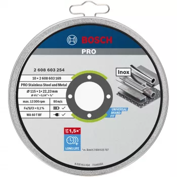 Bosch 2 608 603 254 griešanas disks nerūsējošajam tēraudam, 10 gab.