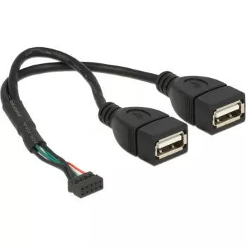 USB kabelis DeLOCK 84933 USB 2.0 0,2 m 2 x USB A Melns
