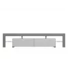 TV statīvs Cama Meble TORO 200 — 2000×350×410 mm, pelēka skaidu plātnes virsma, pelēks/balts spīdums