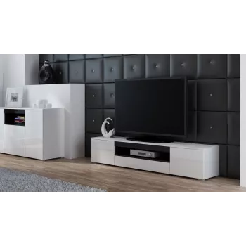 Cama TV statīvs VIVA 180 balts/balts glancēts + melns