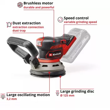 Grīdas slīpmašīna EINHELL TP‑RS 18/32 Li BL Solo — 24 000 apgr./min, Melna/Sarkana, 1.11 kg