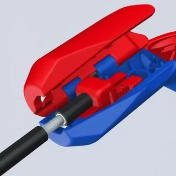 Noņemšanas instruments Knipex ErgoStrip PV 16 95 03 PV kabeļiem, regulējams atdurs, ergonomisks rokturis